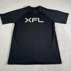 XFL Football Shirt Mens Medium Black Short Sleeve Performance Tee Training